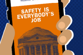 screen of phone says "safety is everyone's job"